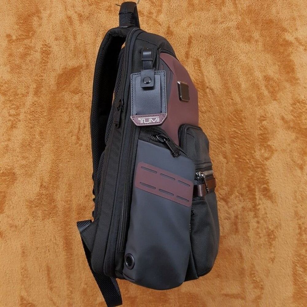 TUMI Backpack Alpha Bravo Navigation Black Burgundy Laptop Travel Business $575 - Picture 7 of 9